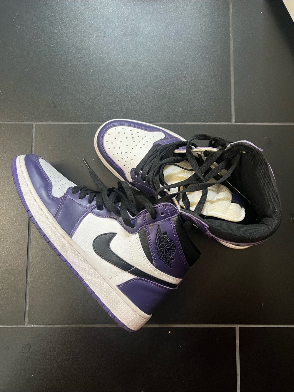 Nike Purple, White and Black High-Top Sneakers